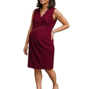 Stork & Babe Maternity Cocktail Dress, Medium, Burgundy, Sleeveless Event Party